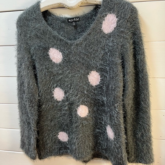 MARBLE – Grey Fuzzy Polka Dot Sweater (Size 12 ) - Picture 3 of 7